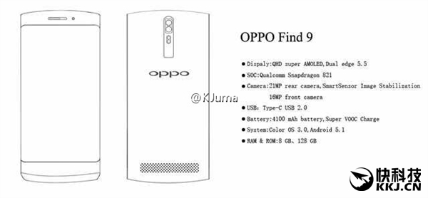 OPPO Find 9配置曝光：2K双曲屏/骁龙821/8G内存