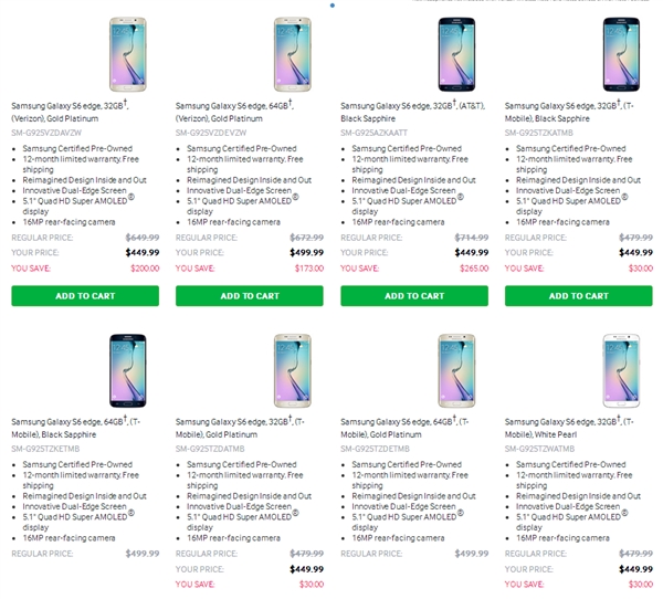 三星在美开卖官翻旗舰机：S6 edge 6折处理