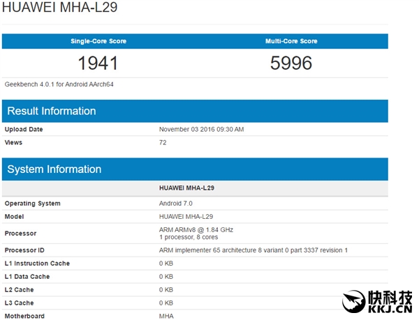 麒麟960跑分首曝 超越骁龙821！