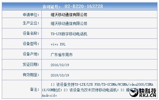 vivo X9现身工信部：自怕