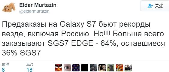 三星S7 edge预定破记录 超六成选曲面屏 