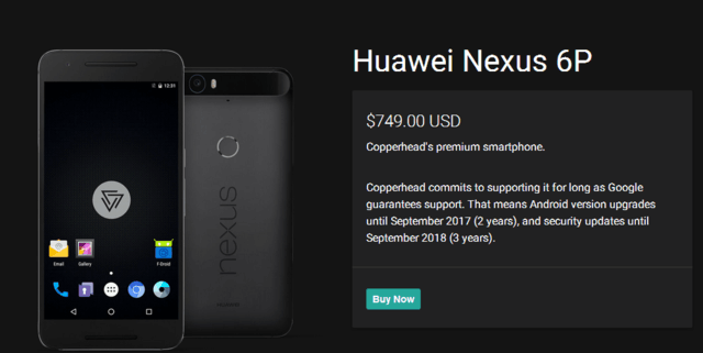 预装Copperhead OS的Nexus 5X/6P发售 