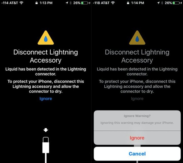 Lightning接口有液体? iOS 10提醒你 