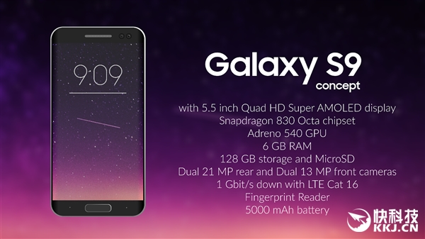 三星Galaxy S9概念设计：骁龙830+四摄像头