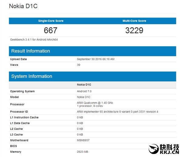诺基亚D1C曝光：骁龙430＋安卓7.0