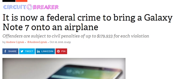 美国严打携Note 7上飞机 三星设摊现场回收