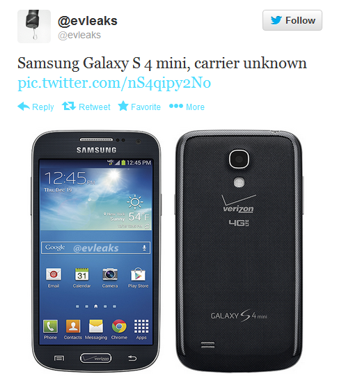 Verizon版三星Galaxy S4 Mini渲染图曝光